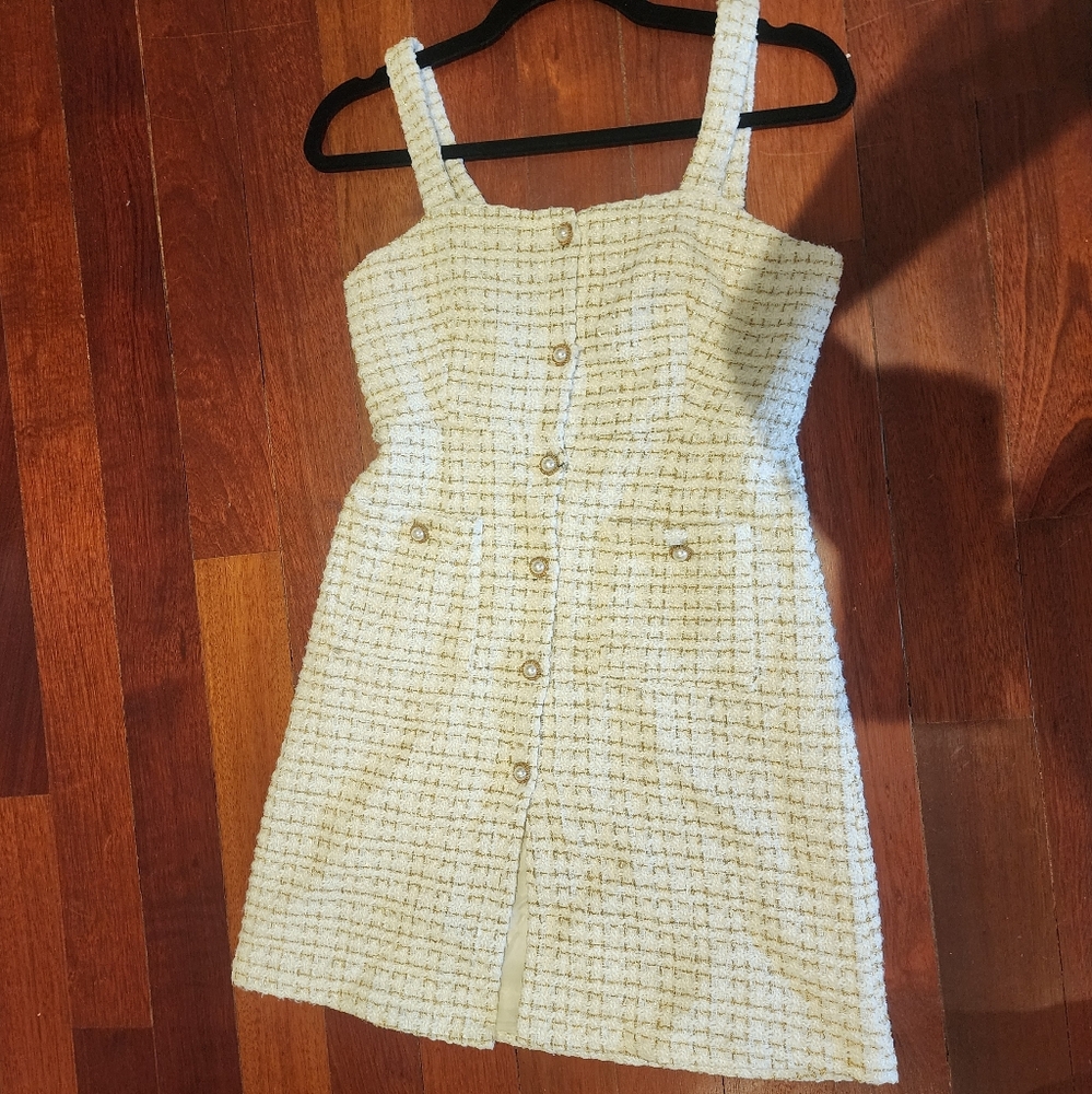 Elegant Cream Tweed Dress